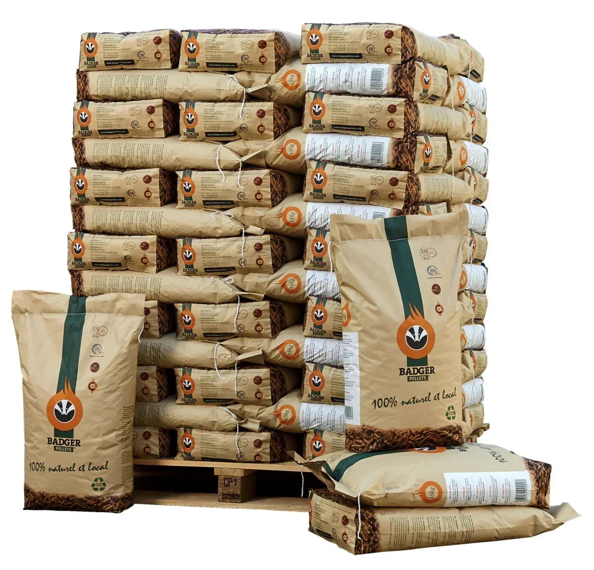 Badger Pellets Granulés de Bois Palette 990kg 66 Sacs
