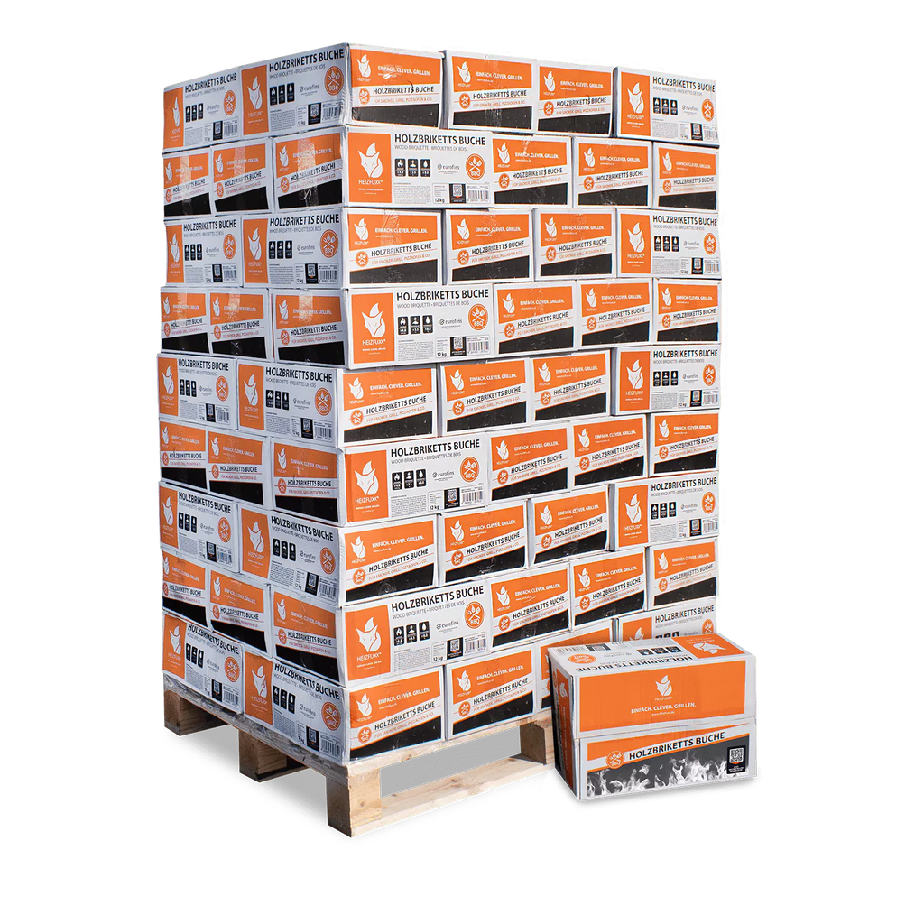 Buchen Nestro Briketts – 12 kg Box – Palette 81× (972 kg)